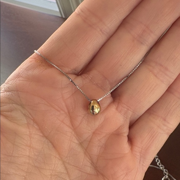 925 Sterling Silver Box Chain Gold Teardrop Pendant 16” 18” Necklace Italy - Picture 6 of 10